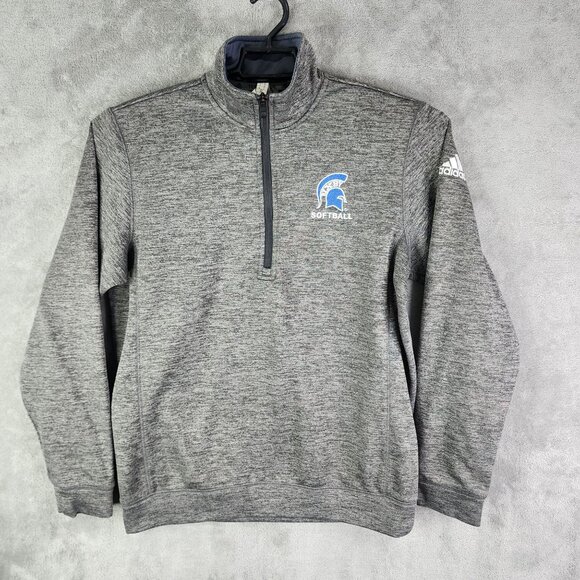 Mens Heather Gray Adidas Team Issue Pullover Sweatshirt 1/4 Zip Long Sleeve M - Picture 2 of 13